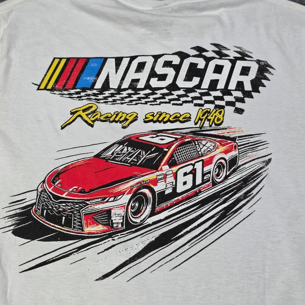 NASCAR‎ Graphic T-Shirt Small White Racing Since 1948 Car #61 Mad Engine NEW